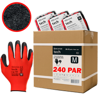 rękawice robocze mercator tech red+black latex - m - 240 par