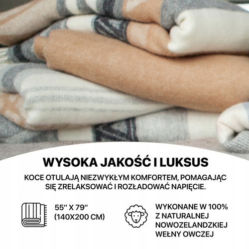 KOC Swiateczny WEŁNIANY cieply 100% wełna nowozelandzka 140x200 na Arena.pl