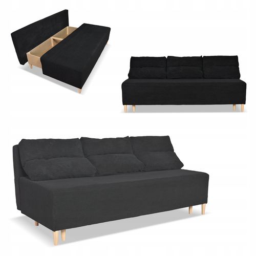 Kanapa sofa KIMO funkcja spania pojemnik Family Meble Anafi czarna sztruks na Arena.pl
