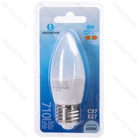 Żarówki LED C37 E27 8W 6500K 2 sztuki blister mocne światło do biura