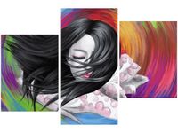 OBRAZ STEREO WOMAN TWARZ ABSTRAKCJA MULTIKOLOR