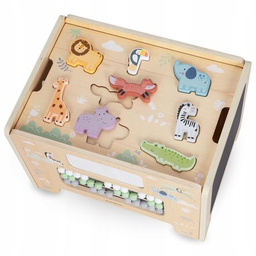 Drewniana Skrzynia Edukacyjna Siedzisko Dziecięce Manipulacyjna Montessori na Arena.pl