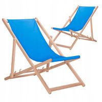 Zestaw Leżak Drewniany Plażowy Błękitny Bukowe Leżaki Od Producenta 2 Szt.