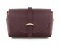 TOREBKA skórzana listonoszka z łańcuszkiem mini V144 bordowa
