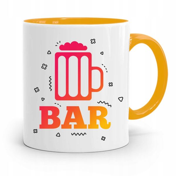 Kubek Żółty Dla Barmana Bar Prezent Z Nadrukiem Ze Zdjęciem zdjęcie 1