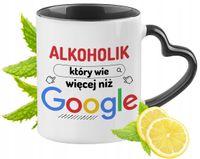 Dla Alkoholika Kubek Czarny Z Uszkiem W Kształcie Serca Na Prezent