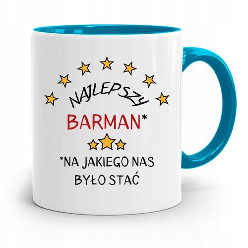 Kubek Błękitny Dla Barmana Najlepszy Barman Z Nadrukiem Ze Zdjęciem na Arena.pl