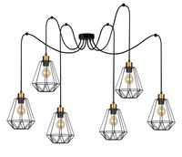 Primo p lampa wisząca czarny+złoty 6x60W E27 klosz czarny