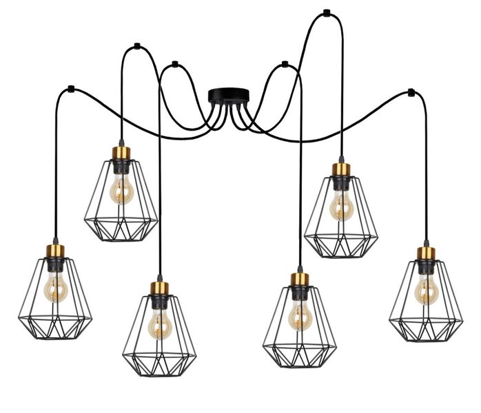 Primo p lampa wisząca czarny+złoty 6x60W E27 klosz czarny zdjęcie 1