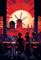 Plakat 68x98cm Wieczorne Bale przy Wiatraku