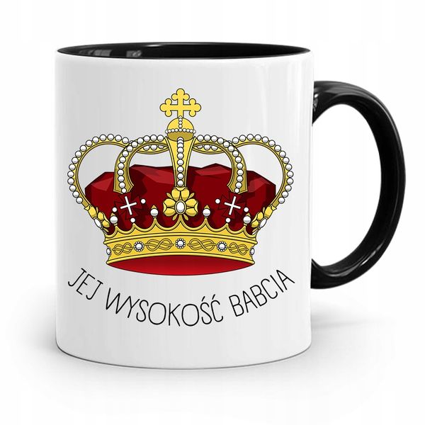 Kubek Czarny Dzień Babci Jej Wysokość Babcia Z Nadrukiem Ze Zdjęciem zdjęcie 1