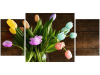 80X40CM KOLOROWE TULIPANY TRÓJ OBRAZ