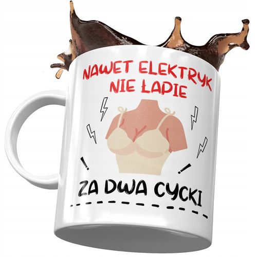 Kubek Śmieszny Zabawny Nawet Elektryk Nie Łapię Z Nadrukiem Ze Zdjęciem na Arena.pl