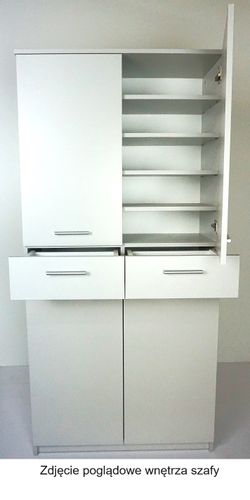 Szafka na buty ubrania ELZA SM Biała / Dąb sonoma - szafa z pólkami na Arena.pl