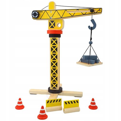 DŻWIG ŻURAW DREWNIANY PLAC BUDOWY XXL POJAZDY CIĘŻARÓWKA KOPARKA 5w1 WOOPIE na Arena.pl