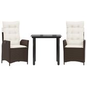 3-cz. zestaw mebli ogrodowych z poduszkami, brązowy, polirattan