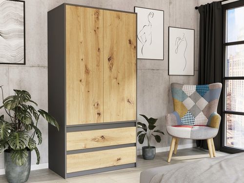 Szafa garderoba 90cm 2drzwi 2szuflad antracyt mix artisan B-9TIP na Arena.pl