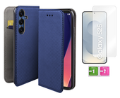 Etui z klapką do SAMSUNG GALAXY S25 smart magnet niebieski case + szybka 9H