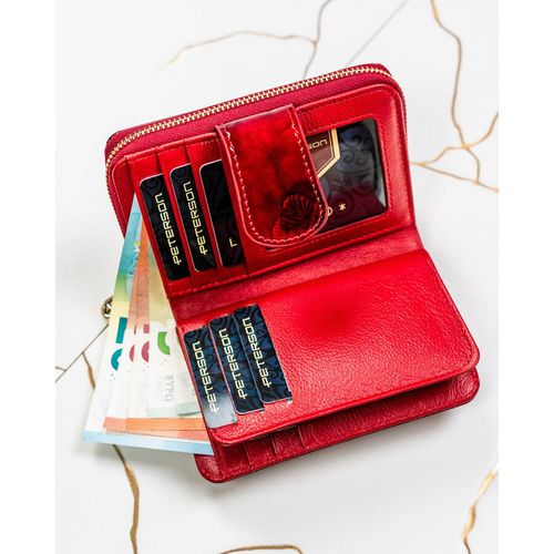 portfel damski z ochroną rfid czerwony na karty - peterson na Arena.pl