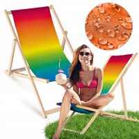 Leżak Ogrodowy Drewniany KOLOLOWY GRADIENT Plażowy Balkonowy Tarasowy