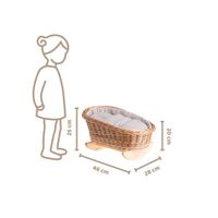 BUJANE ŁÓŻECZKO KOŁYSKA Z WIKLINY DLA LALEK Z POŚCIELĄ 46X28 H 20/25 CM uniwersalny