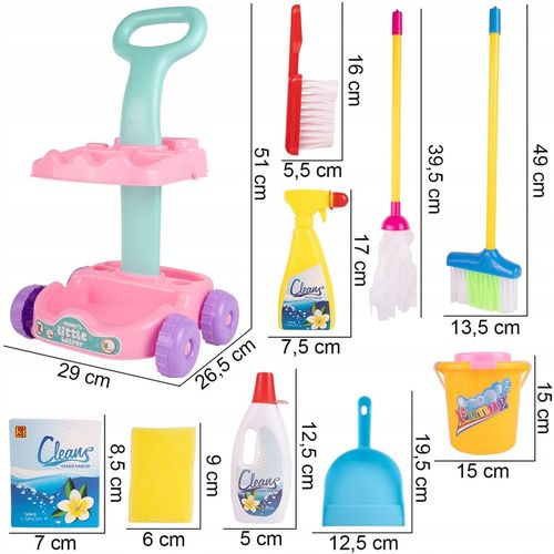 ZESTAW SPRZĄTAJĄCY DO SPRZĄTANIA NA WÓZKU DLA DZIECI WIADERKO MOP ZMIOTKA na Arena.pl