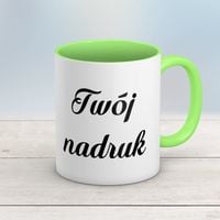 Kubek CLASSIC z jasnozielonym wnętrzem i uszkiem z Twoim nadrukiem