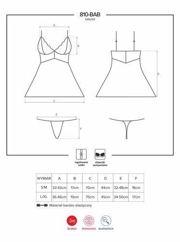 babydoll koronkowy obsessive biały z stringami s/m na Arena.pl