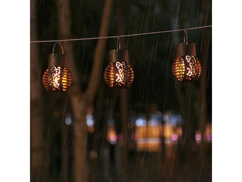 Lampa ogrodowa solarna lampion wisząca kula lampka  9x7 wzór 2 zdjęcie 3