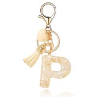 Brelok Do Kluczy Literka &Quot;P&Quot; Biało Złote Kamyczki Z Sercem