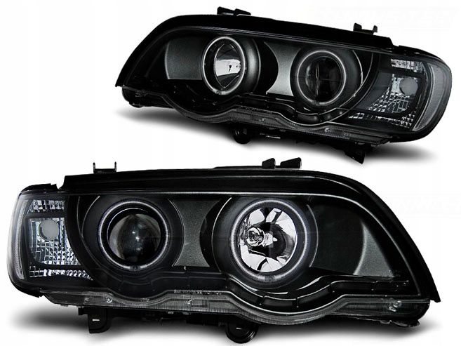 LAMPY RELEKTORY DO BMW X5 E53 OD 1999 Do 2003 XENON D2S RINGI CCFL BLACK zdjęcie 2