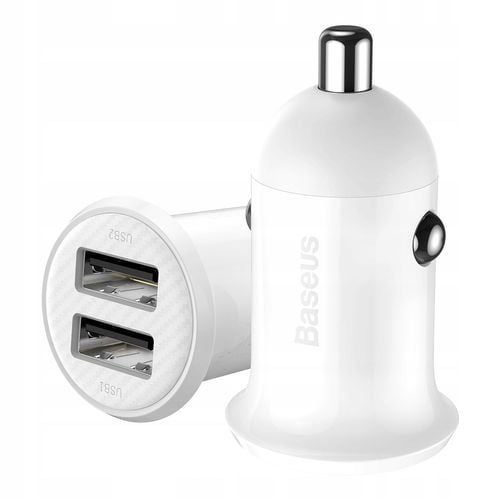 Ładowarka samochodowa Baseus Grain Pro 2x USB 4.8A (biała) na Arena.pl