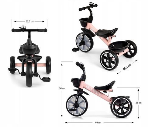 Rowerek Trójkołowy dziecięcy biegowy +2 lata Milly Mally Bobby RÓŻOWY na Arena.pl