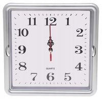 ZEGAR ŚCIENNY 22cm Cichy Płynna Praca DUŻE Cyfry SREBRNY Kwadratowy A5919