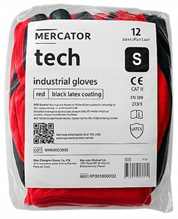 rękawice robocze mercator tech red+black latex - s - 120 par na Arena.pl