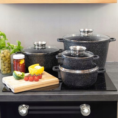 Zestaw garnków Edenberg GARNKÓW PATELNI AKCESORIÓW MARMUR aluminiowe 17 el na Arena.pl