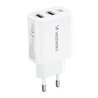 ładowarka sieciowa 100-240v 30w usb-c 2x usb-a biała