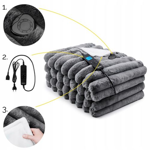 Koc elektryczny DUŻY 180x160 Mata grzewcza Yoer pilot LCD gruby 160W +Timer na Arena.pl