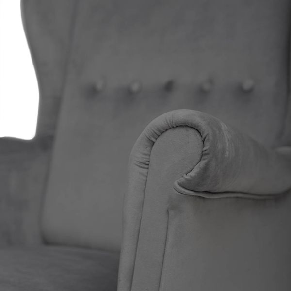 Ciemny szary Fotel Uszak + Podnóżek + Poduszka GRATIS