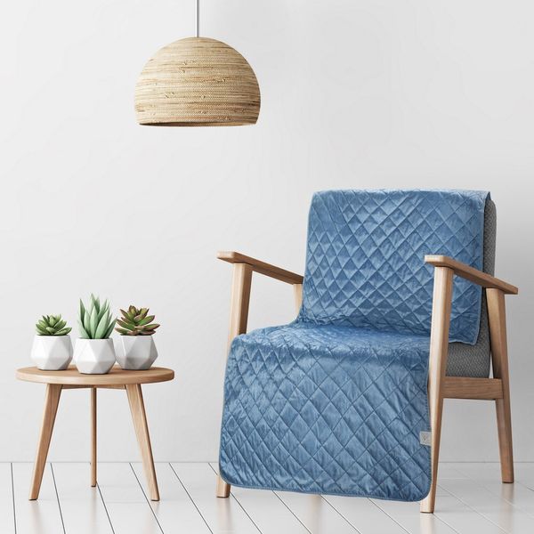 Narzuta dekoracyjna LUIZ-5 Design91 70x160 niebieska pikowana zdjęcie 8