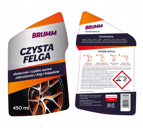 ŚRDEK DO CZYSZCZENIA FELG BRUMM USUWA PYŁ Z KLOCKÓW HAMULCOWYCH 450 ml na Arena.pl