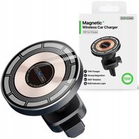 UCHWYT SAMOCHODOWY ŁADOWARKA 15W MAGSAFE do AUTA DO KRATKI mocny magnes