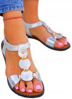 Srebrne Sandałki Na Gumki Roxet Silver 38