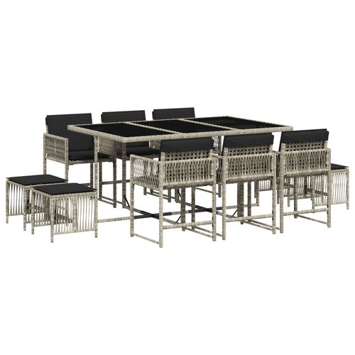 11-cz. zestaw mebli do ogrodu z poduszkami jasnoszary rattan PE na Arena.pl