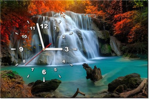 60CM 40CM ZEGAR OBRAZ WODOSPAD HUAY MAE KAMIN DRUK PŁÓTNO RAMA na Arena.pl