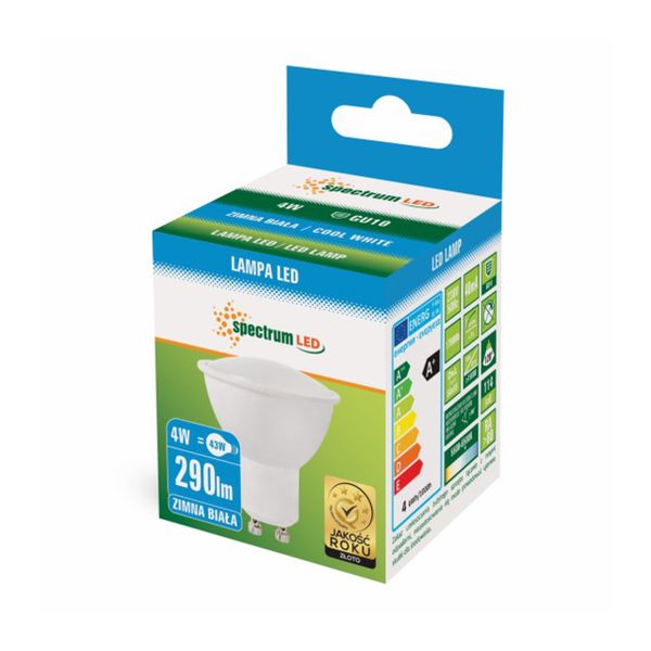 Żarówka LED GU10 4W 230V zimna CW WOJ13260 SPECTRUM zdjęcie 2