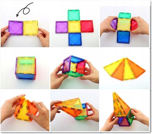 KLOCKI MAGNETYCZNE Duże 3D Magnetic Tiles Konstrukcyjne zestaw XXL 80 el na Arena.pl