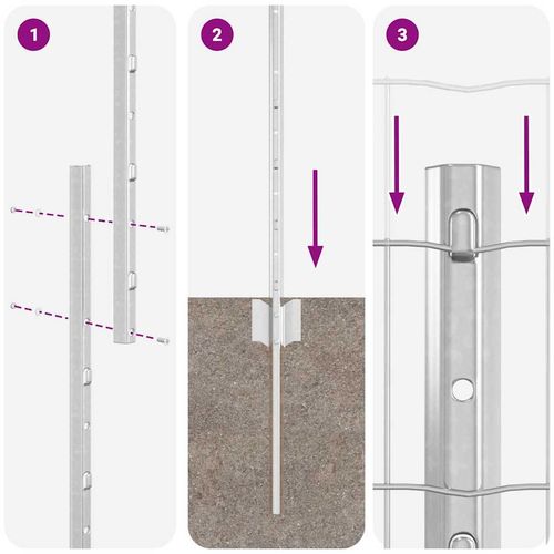 Ogrodzenie z słupkami Srebrny 1.5 x 10 m Stal na Arena.pl