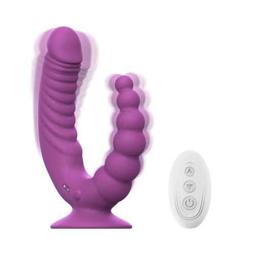 Teazers - Double Vibrator With Suction Cup And Remote - Purple na Arena.pl