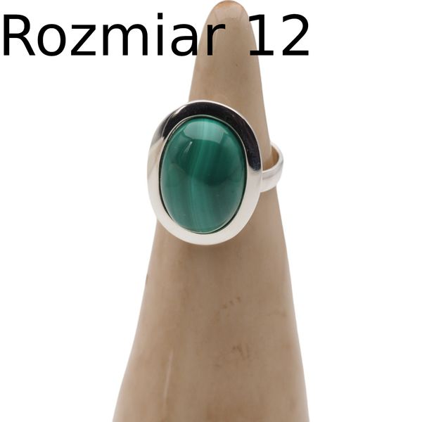 Pierścionek regulowany z owalnym Malachitem w srebrze. 14 (Średnica wewnętrzna 17 mm) +/- 2 rozmiary regulacji zdjęcie 5